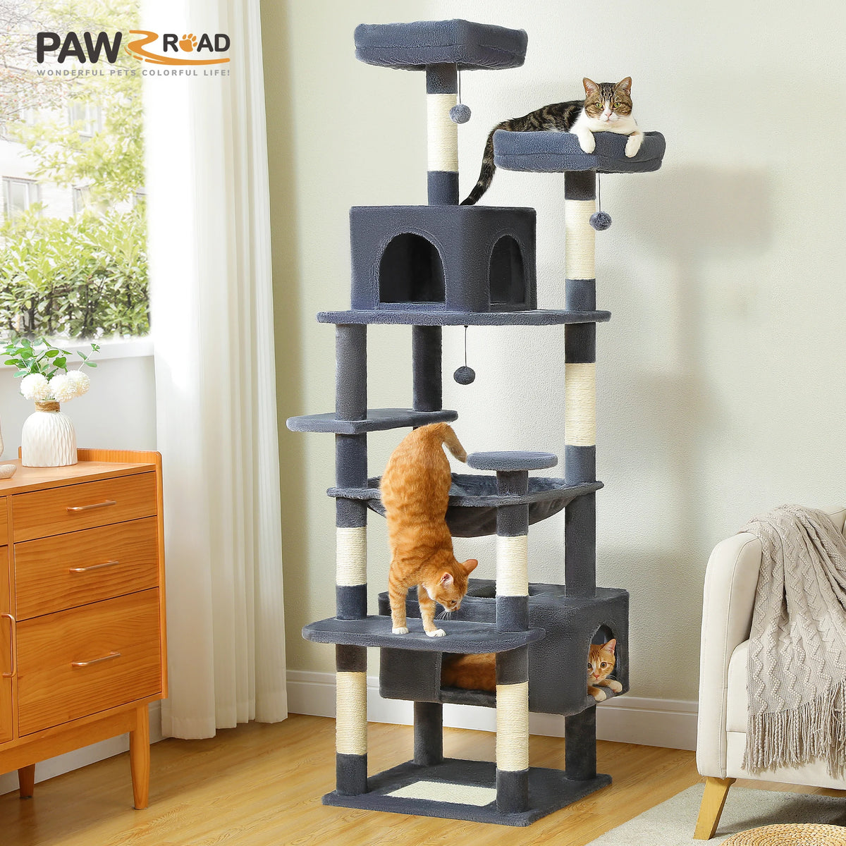 PAWZ Road Premium Multi Tier Cat Tree Tower With Hammock