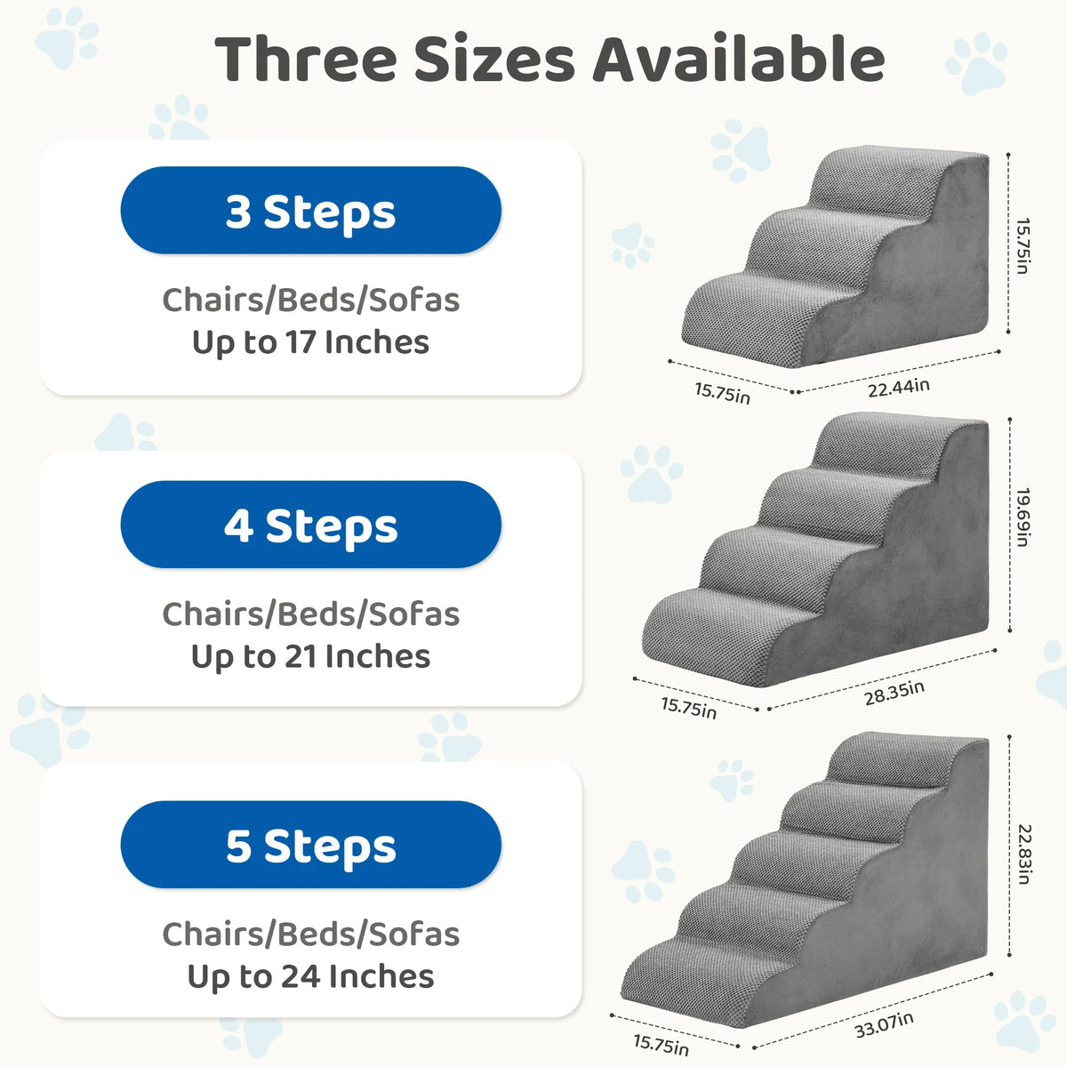 JHK High-Density Foam Curved Dog Stairs Ramp for Small Dogs