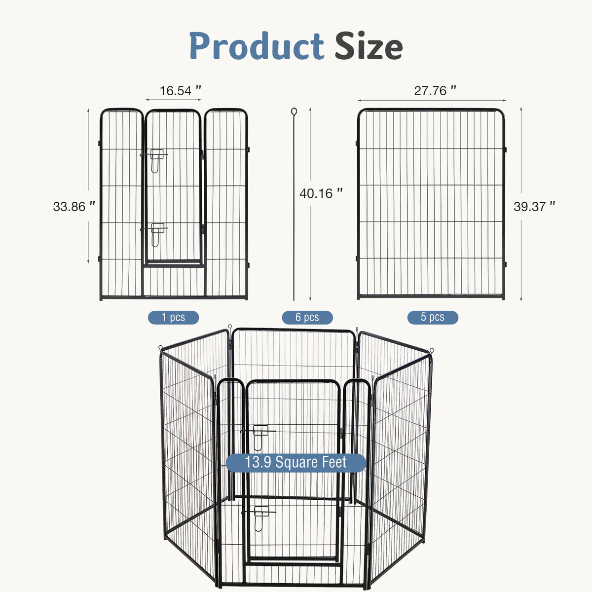 JHK Foldable Metal Dog Playpen Fence for Indoor Outdoor Exercise