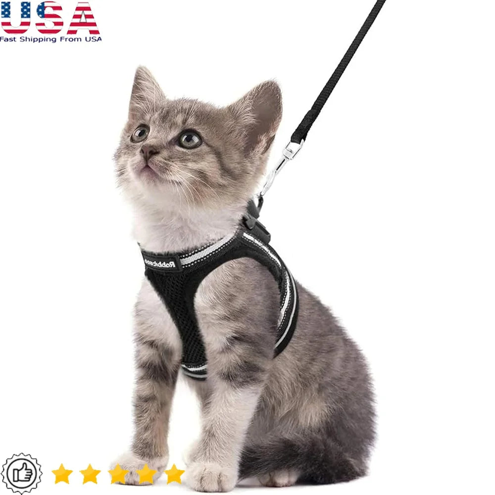 Fujian Cat Harness And Leash Set Adjustable Vest Reflective