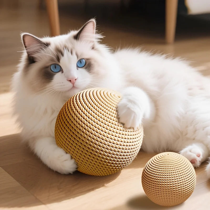 Sisal Cat Ball Toy Interactive Scratcher And Dental Chew Toy