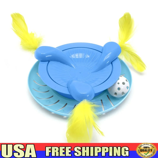 XMSJCN Interactive Cat Toy Ball Track Spinner Feathers