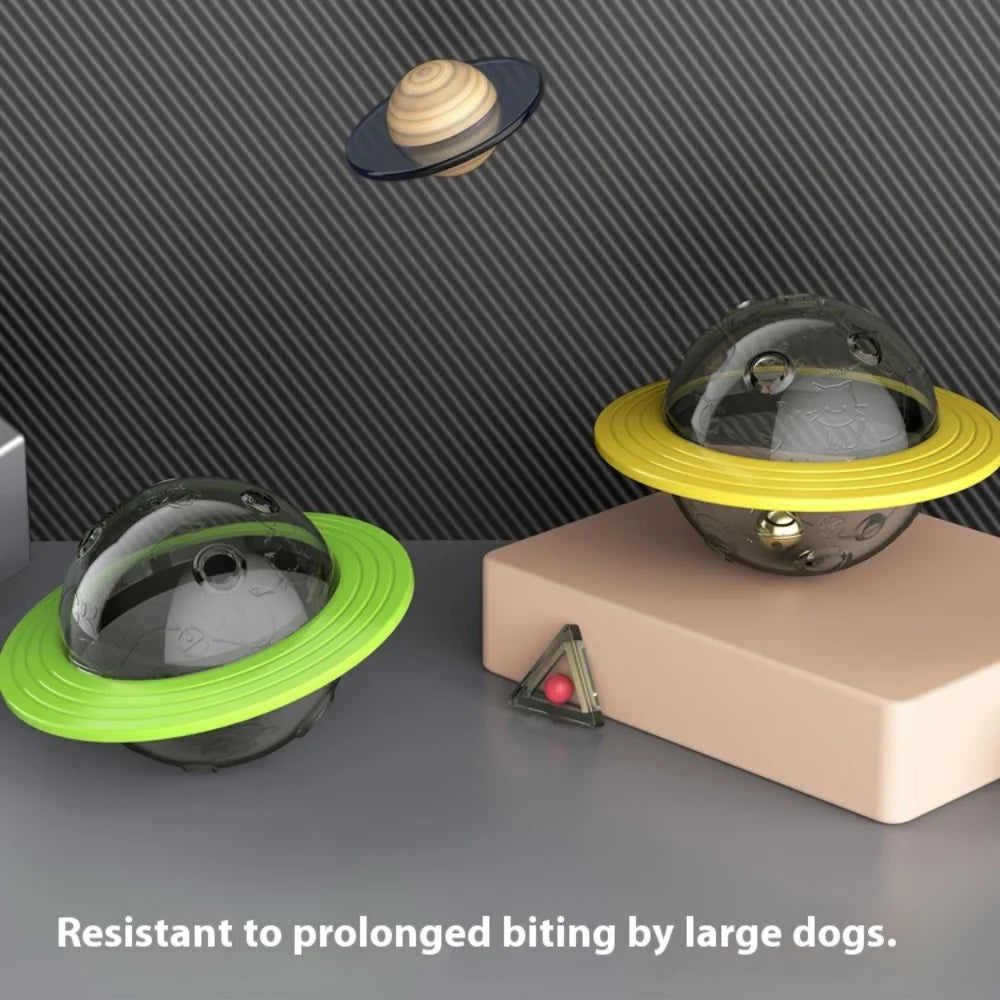 Chew Proof Flying Saucer Dog Toy Treat Dispenser Wobble Ball