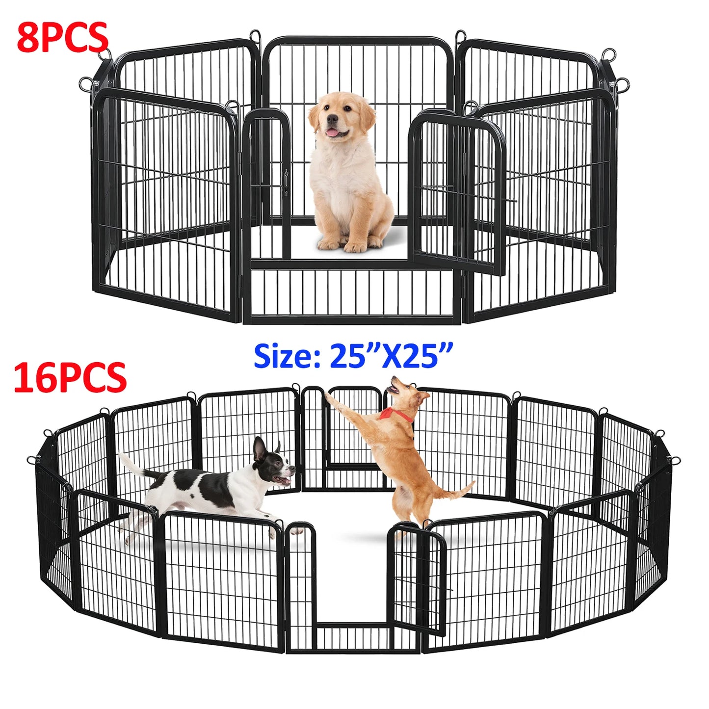 Dog Playpen With Door Foldable Metal Pet Fence Heavy Duty
