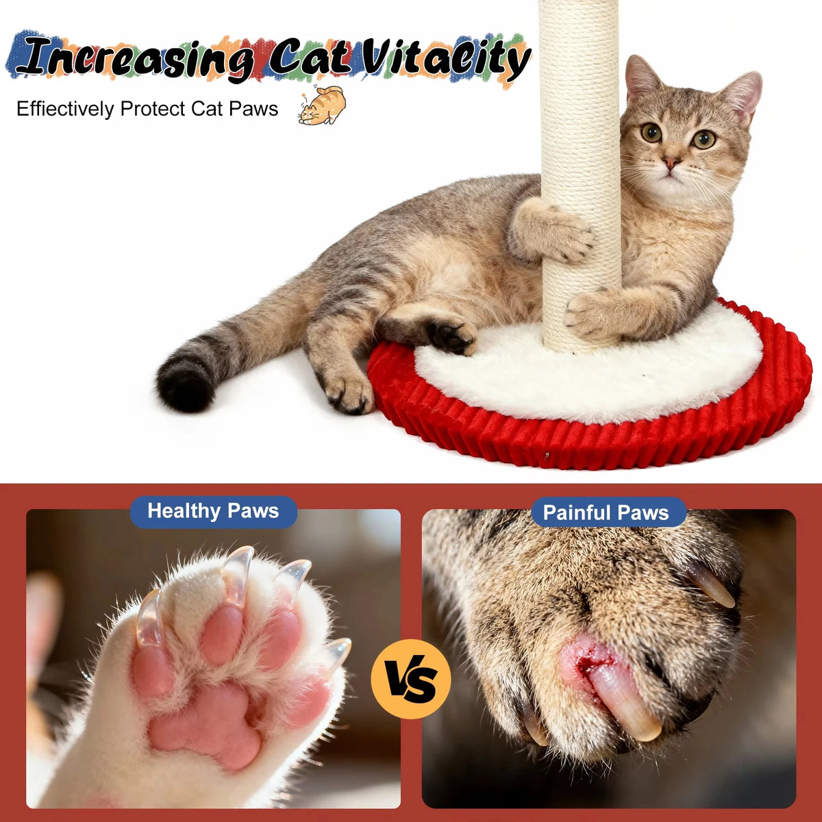 CWV Rotating Cat Scratching Post With Hanging Toys