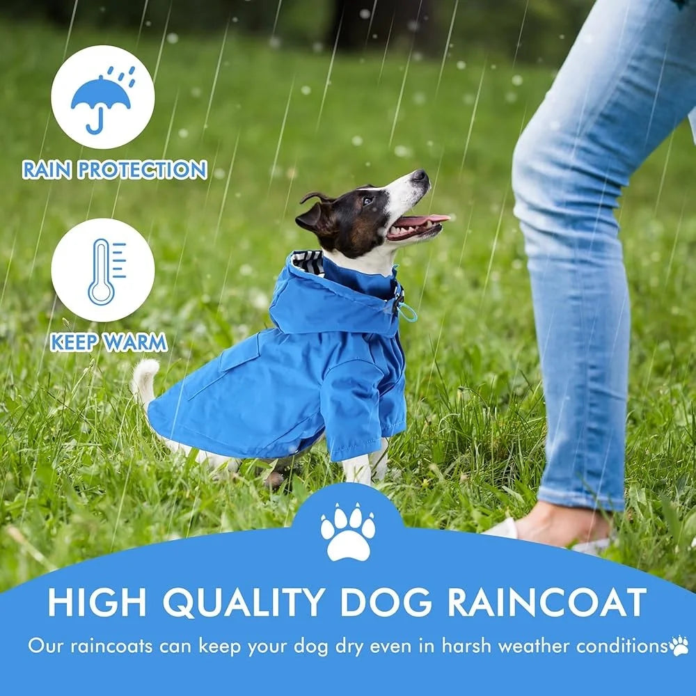 Waterproof Lightweight Dog Raincoat Jacket with Hood Adjustable Design Small Medium Dogs Breathable Durable Pet Poncho
