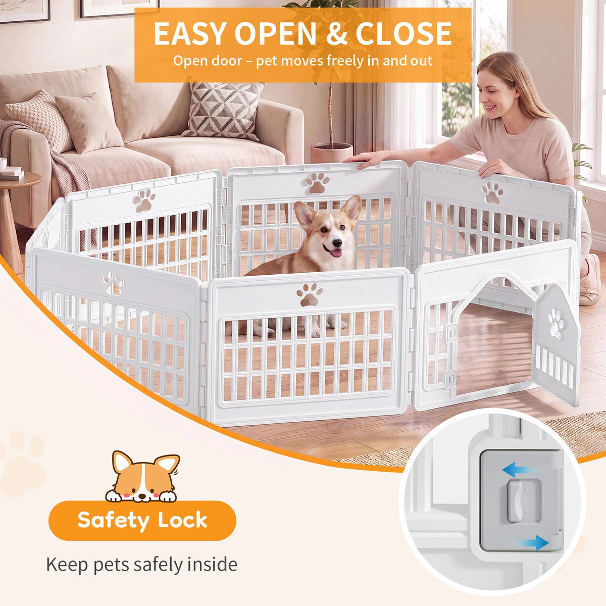 MCQ Expandable Plastic Dog Playpen For Indoor Outdoor Use