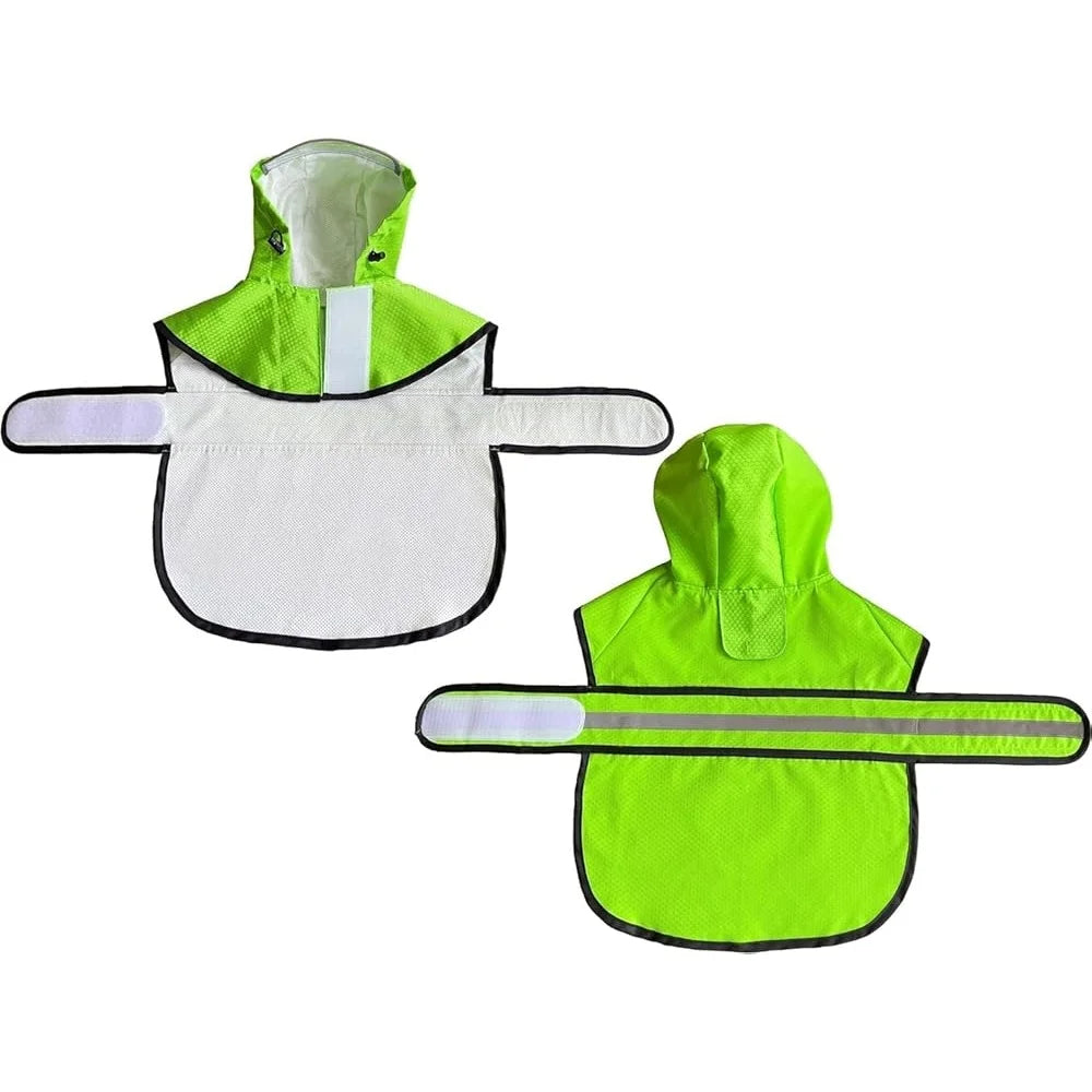 Waterproof Dog Raincoat Reflective Lightweight Breathable Hooded Slicker Jacket Adjustable Belly Strap Rain Poncho Outdoor Use