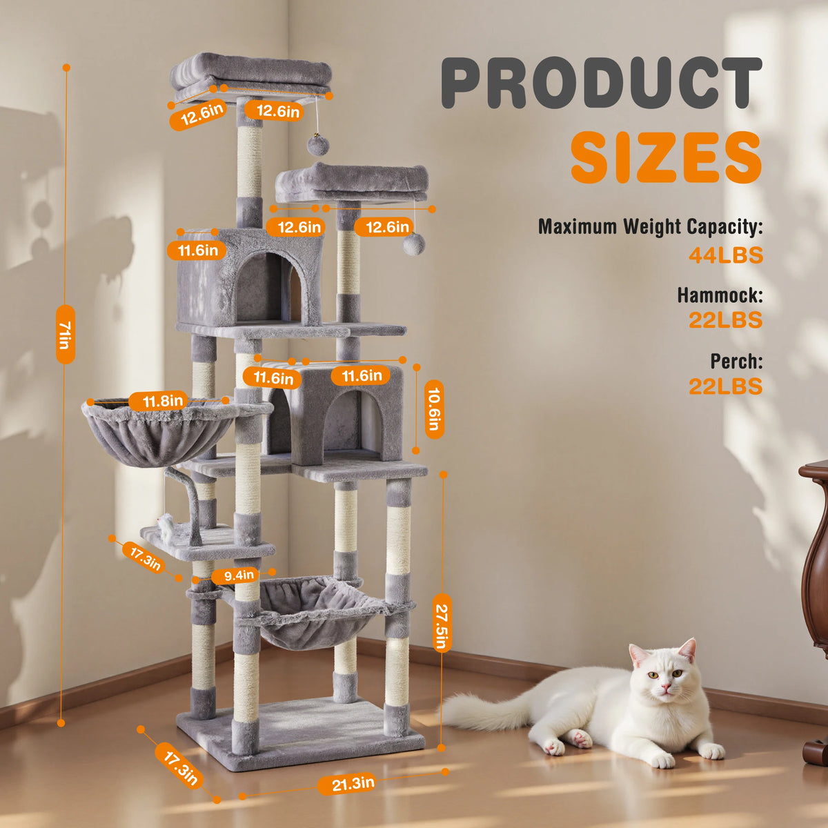 JHK Multi Level Cat Tree Tower With Sisal Scratching Posts