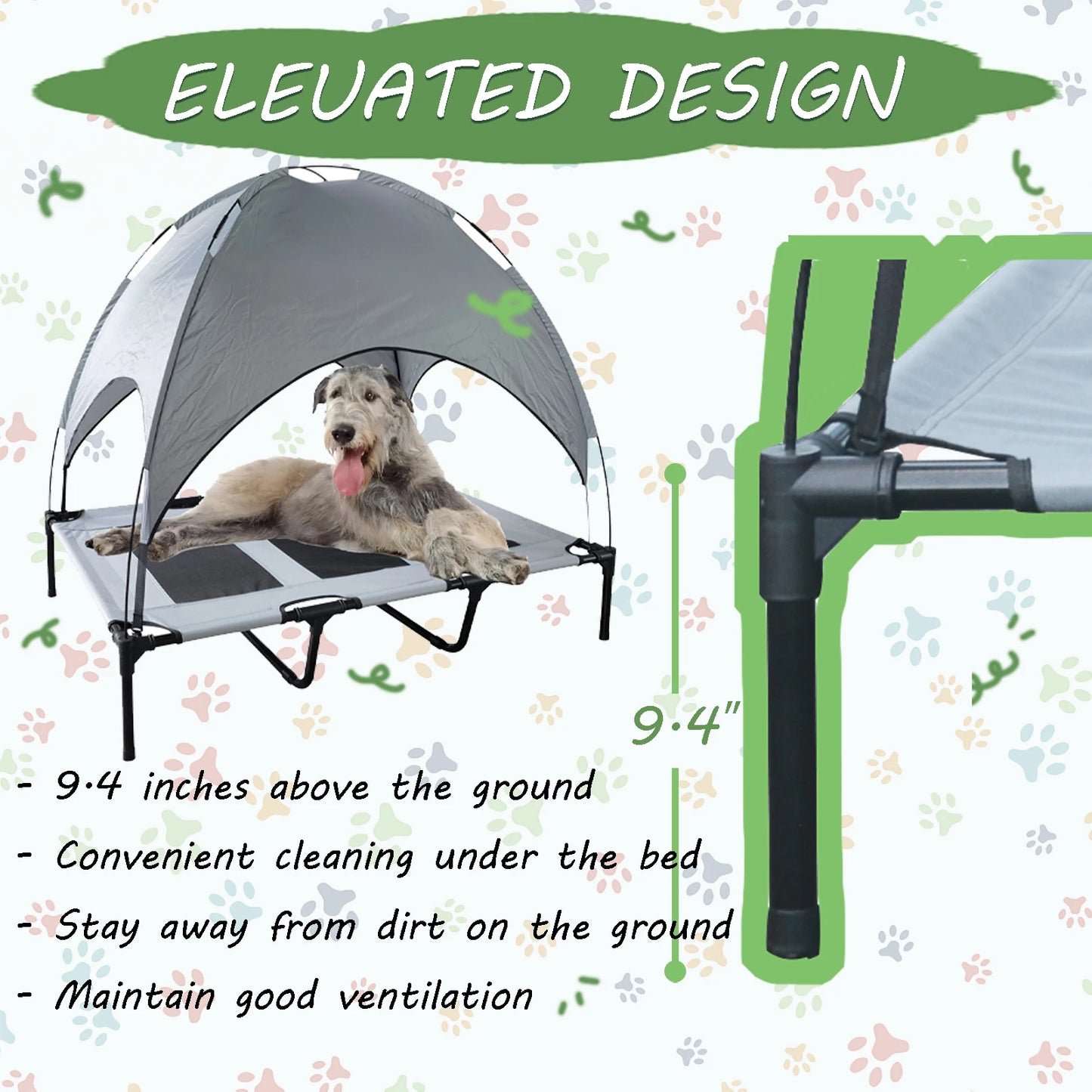Shanghai Dog Bed With Canopy Anti Scratch Oxford Fabric