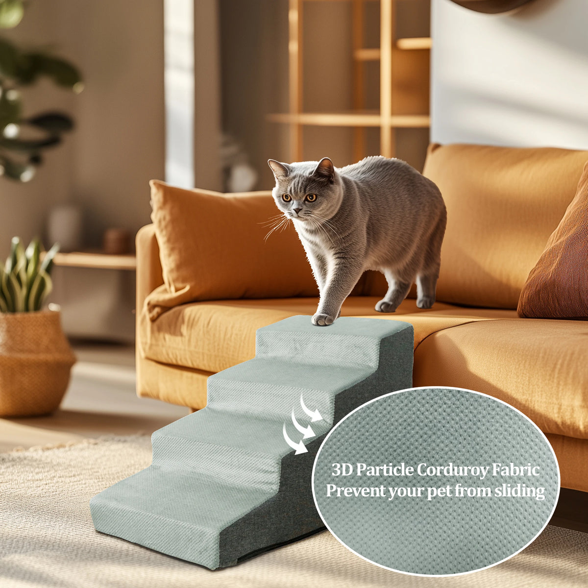 Foam Dog Stairs for Beds and Sofas With Non-Slip Surface