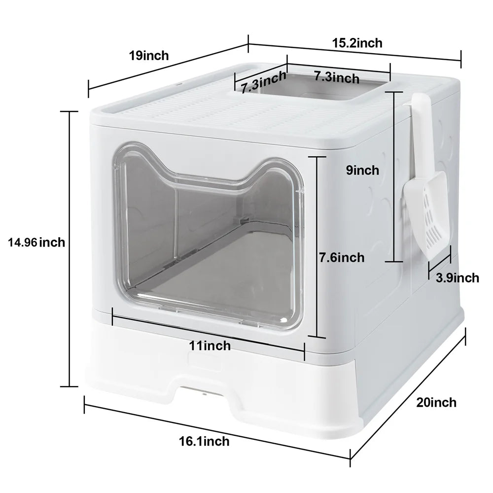 Easy Clean Cat Litter Box with Drawer and Splash Guard