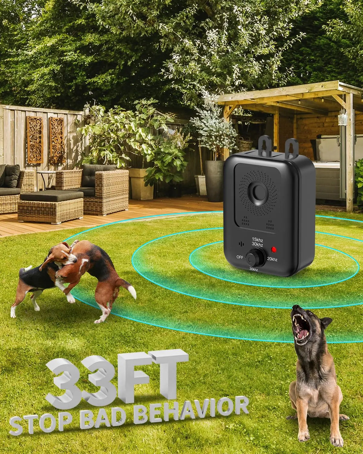 Rechargeable Ultrasonic Dog Bark Deterrent Indoor Outdoor