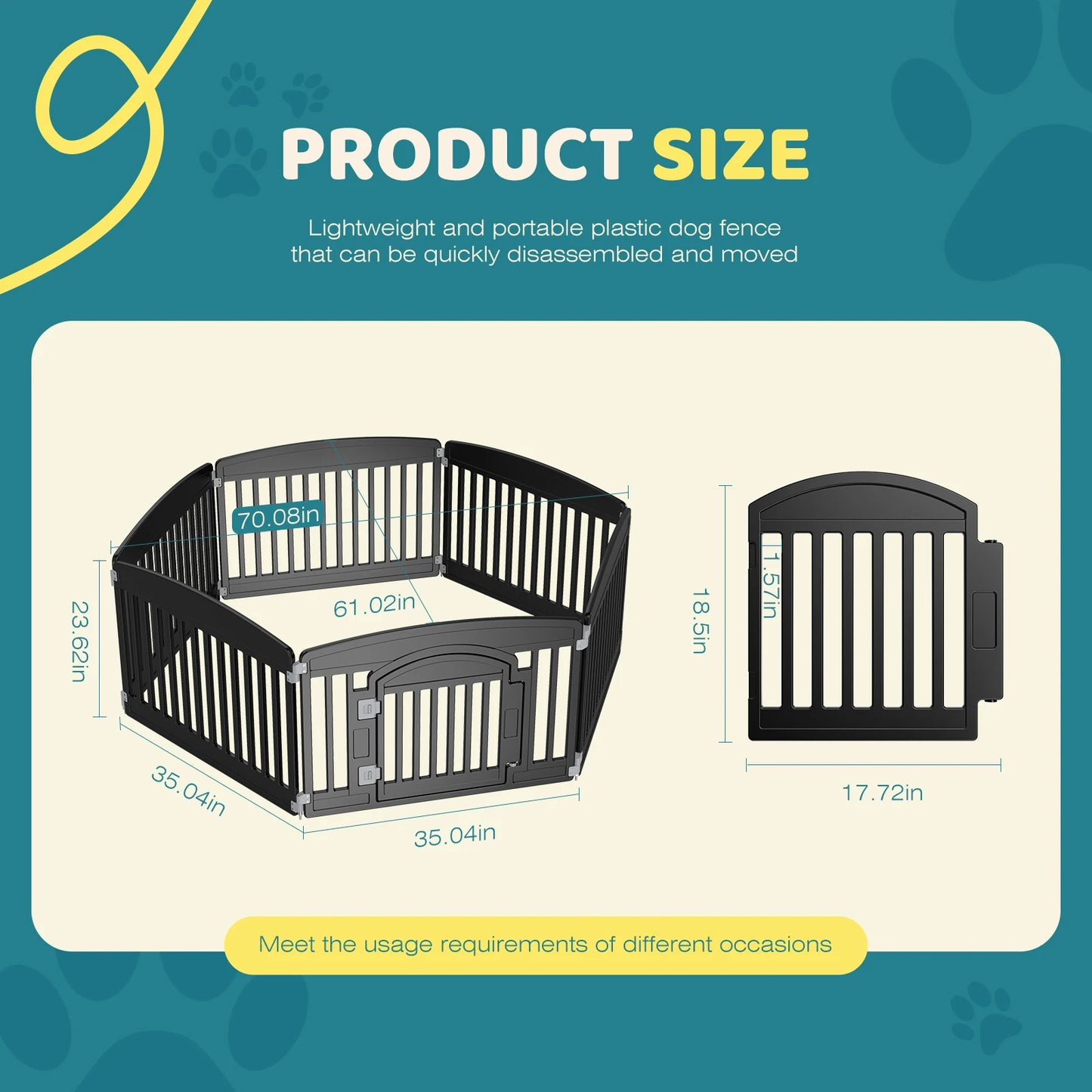 JHK Plastic Dog Playpen Expandable Fence For Medium Dogs Indoor Outdoor
