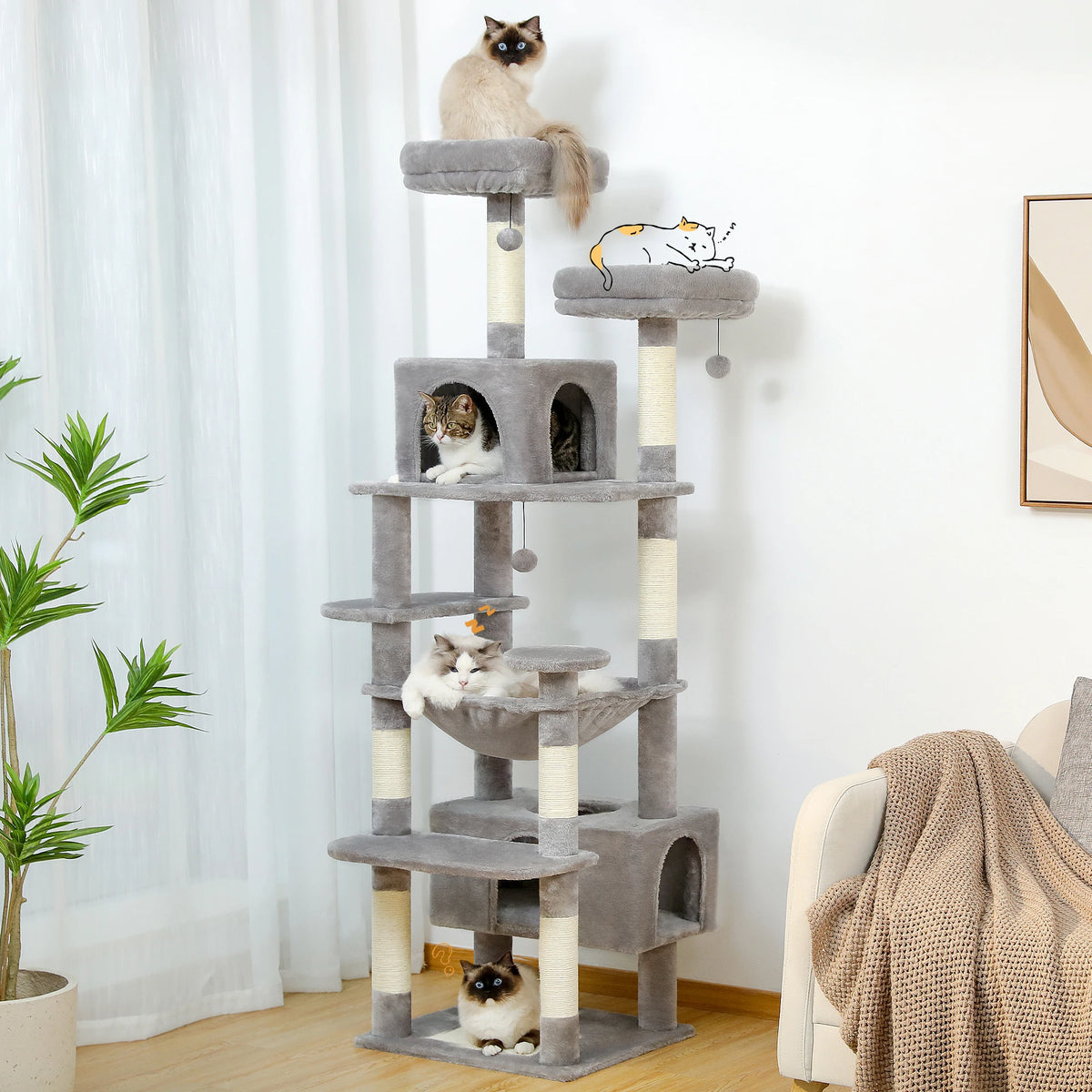 PAWZ Road Premium Multi Tier Cat Tree Tower With Hammock