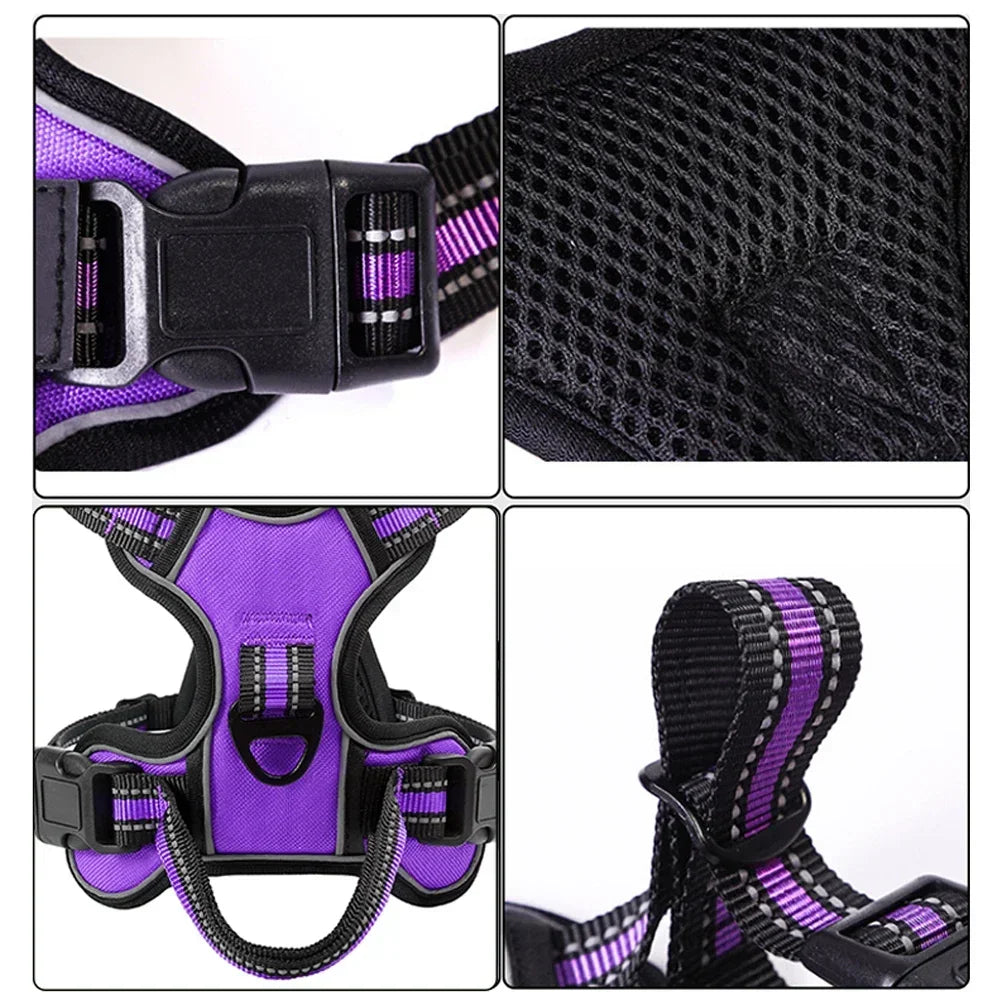 Reflective Nylon Dog Harness Vest No Pull Adjustable