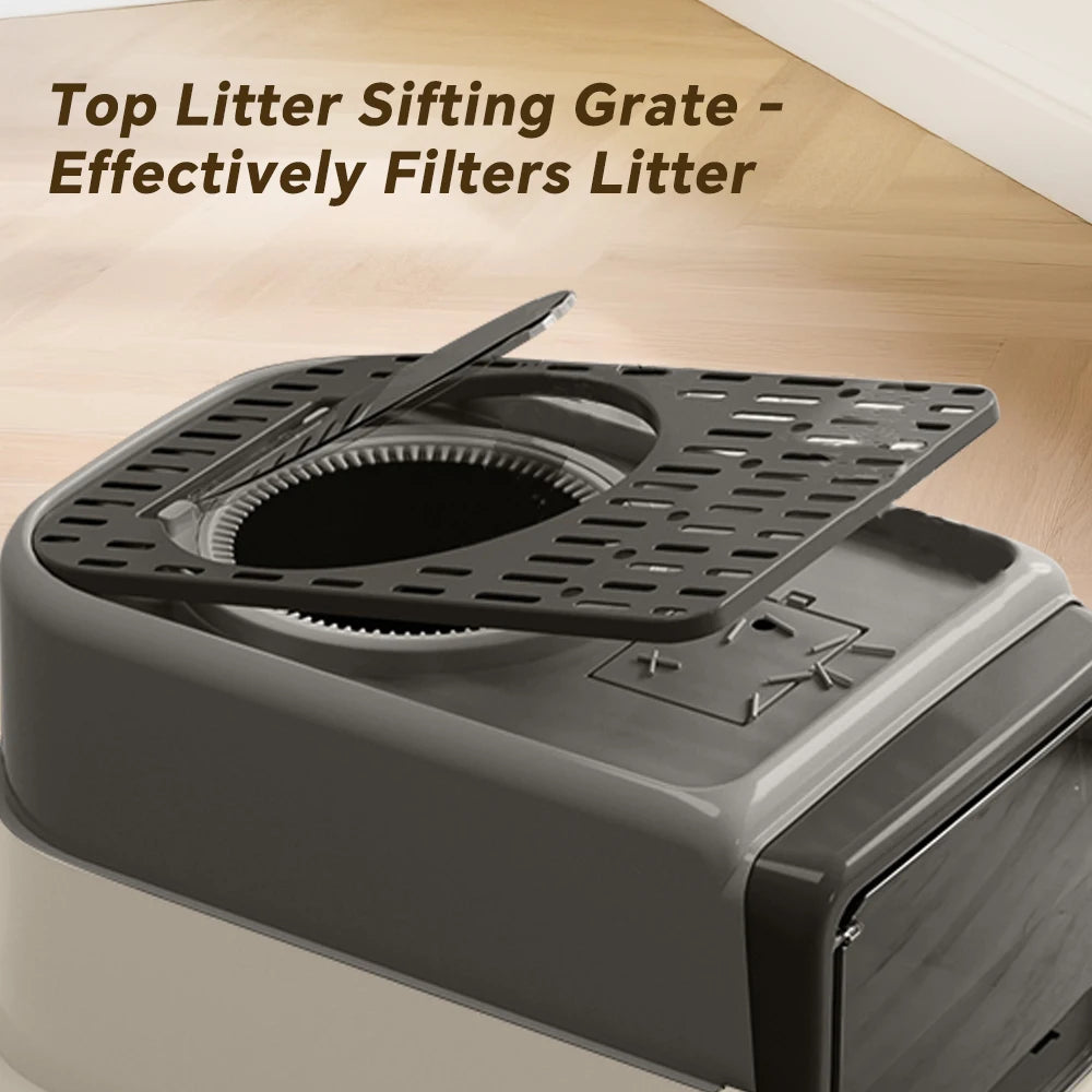 Enclosed Draw-Out Cat Litter Box With Splash-Proof Easy-Clean Design