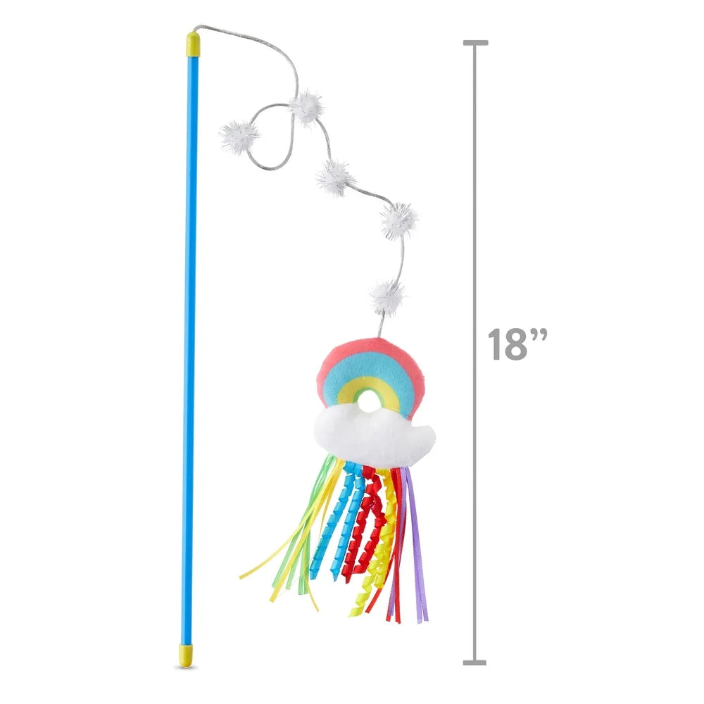 XMSJCN Catnip Rainbow Wand Teaser Plush Cat Toy Playtime