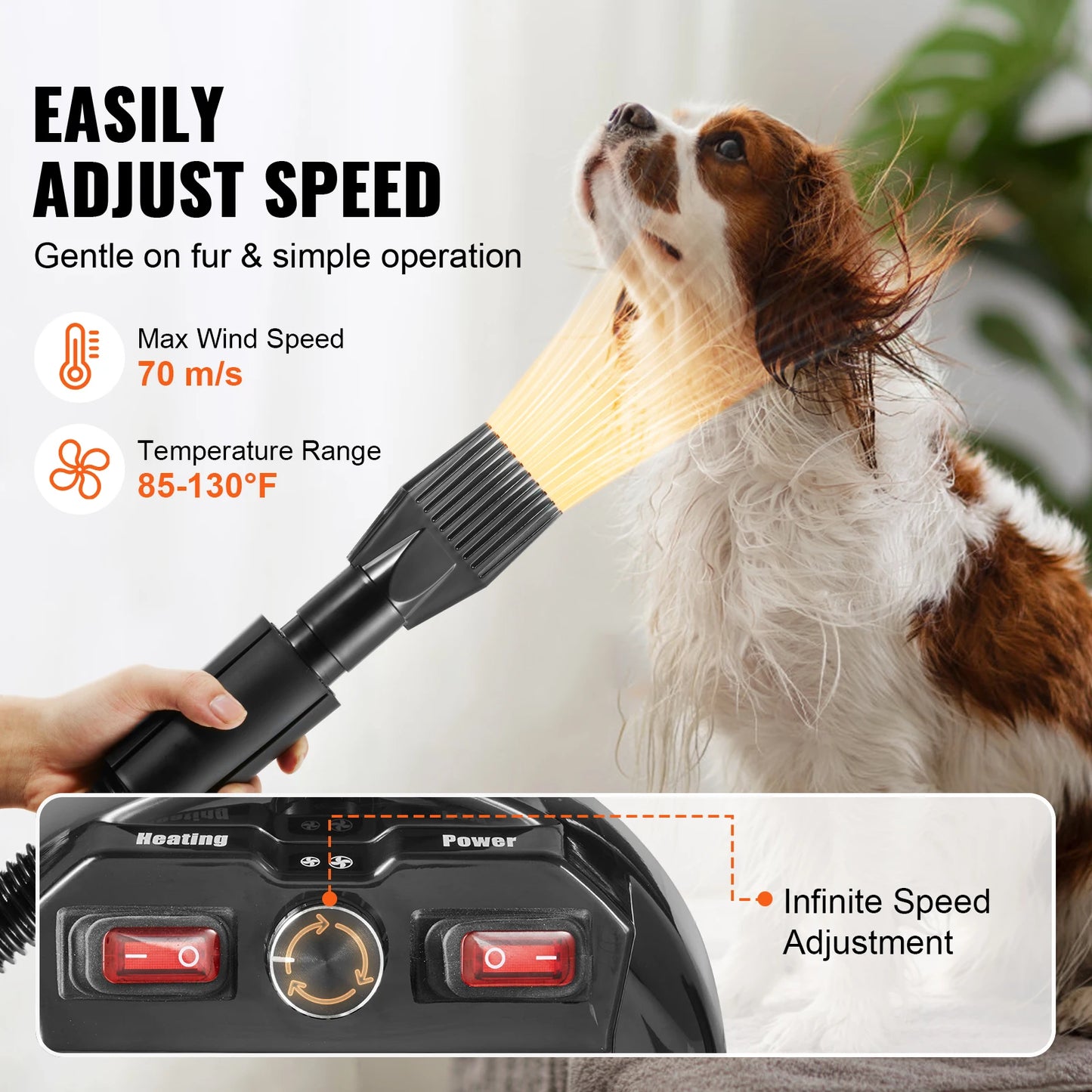 SucceBuy 2000W Dog Blow Dryer With Adjustable Speed