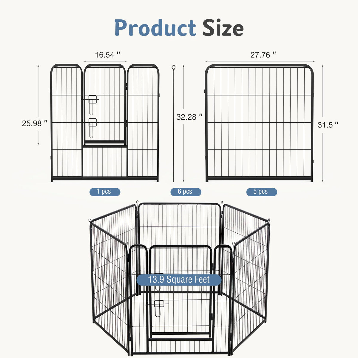 JHK Foldable Metal Dog Playpen Fence for Indoor Outdoor Exercise