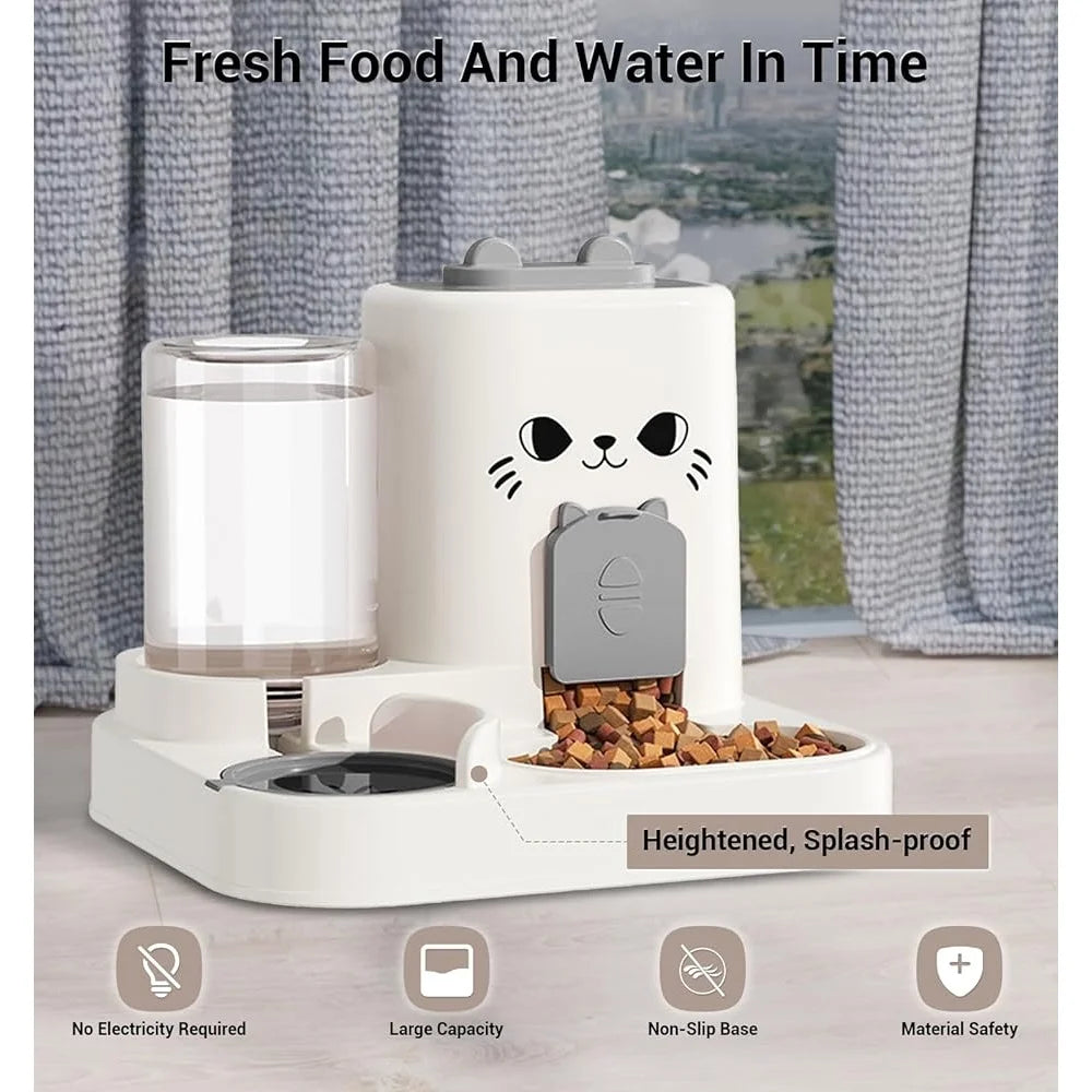 Hign-concerned 2-in-1 Gravity Pet Feeder Water Dispenser