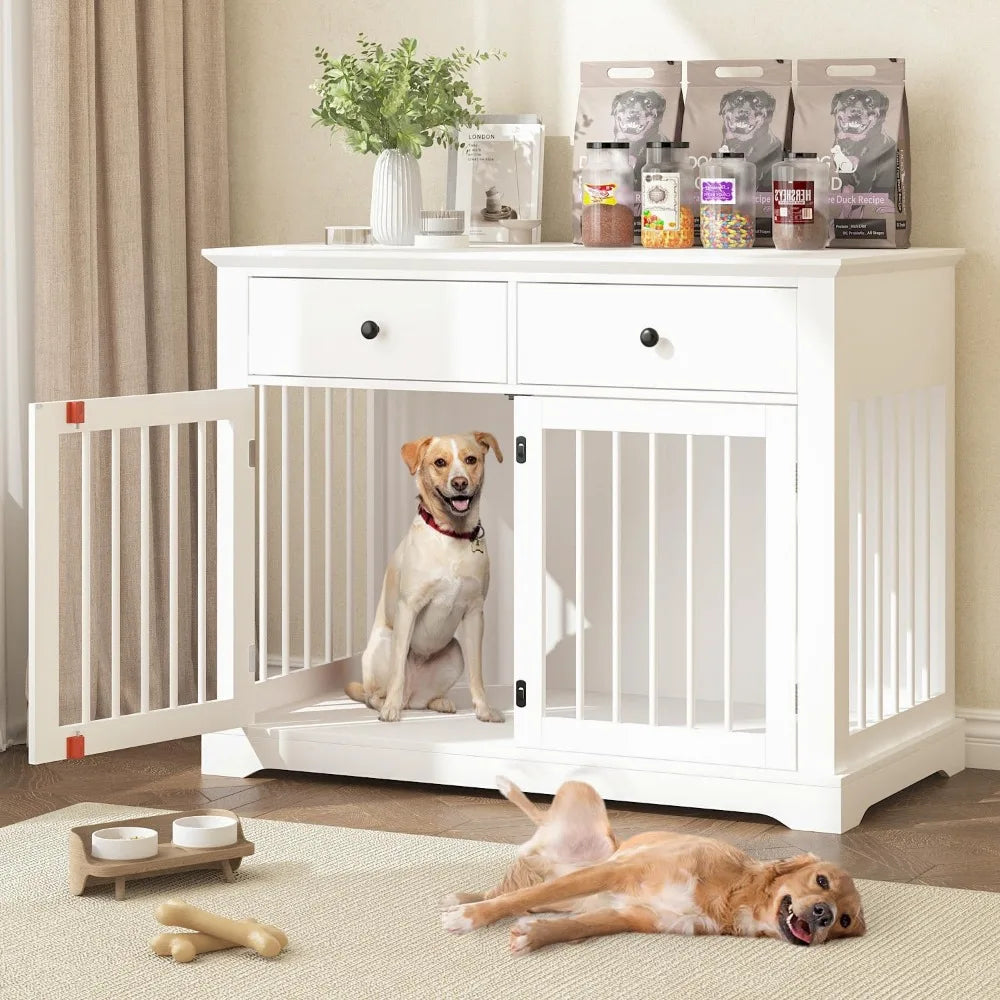 Hign-concerned Wooden Dog Crate Kennel With Drawers