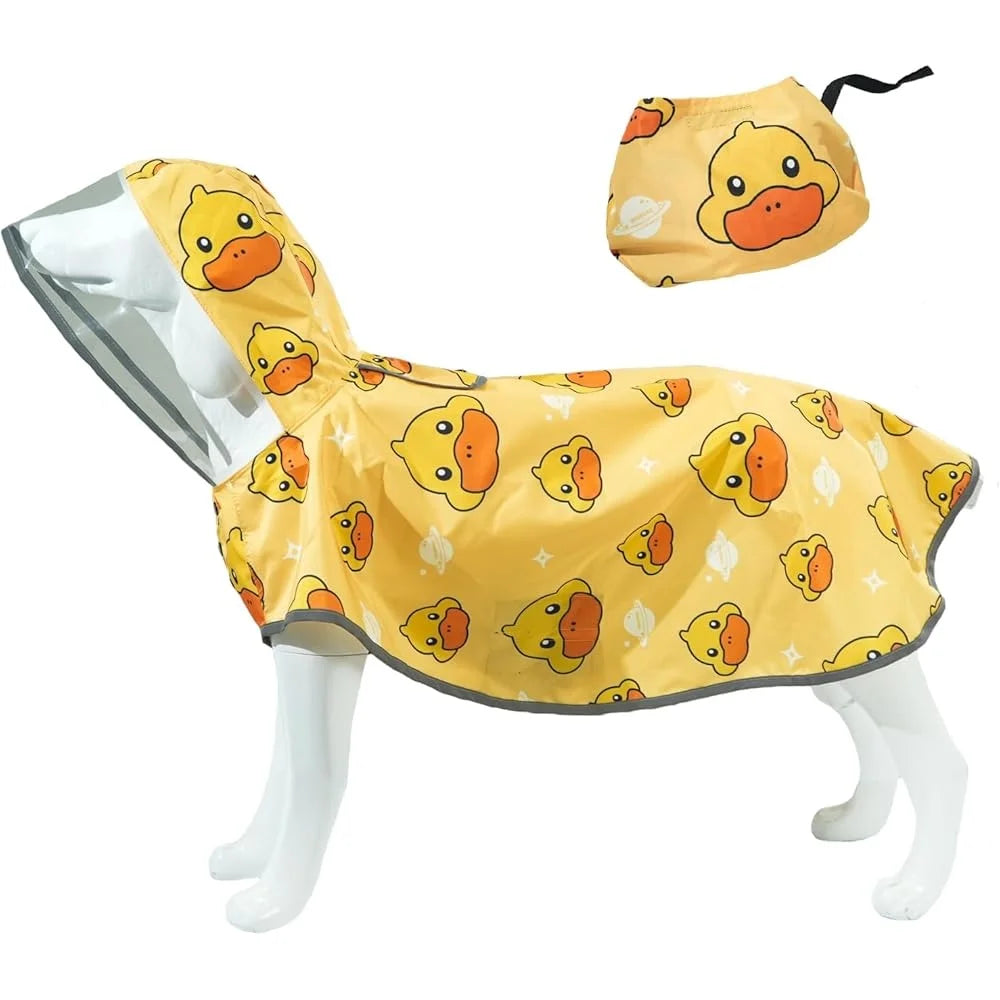 Waterproof Dog Raincoat Poncho with Hood Reflective Adjustable Small Medium Large Dogs Packable Windproof Breathable