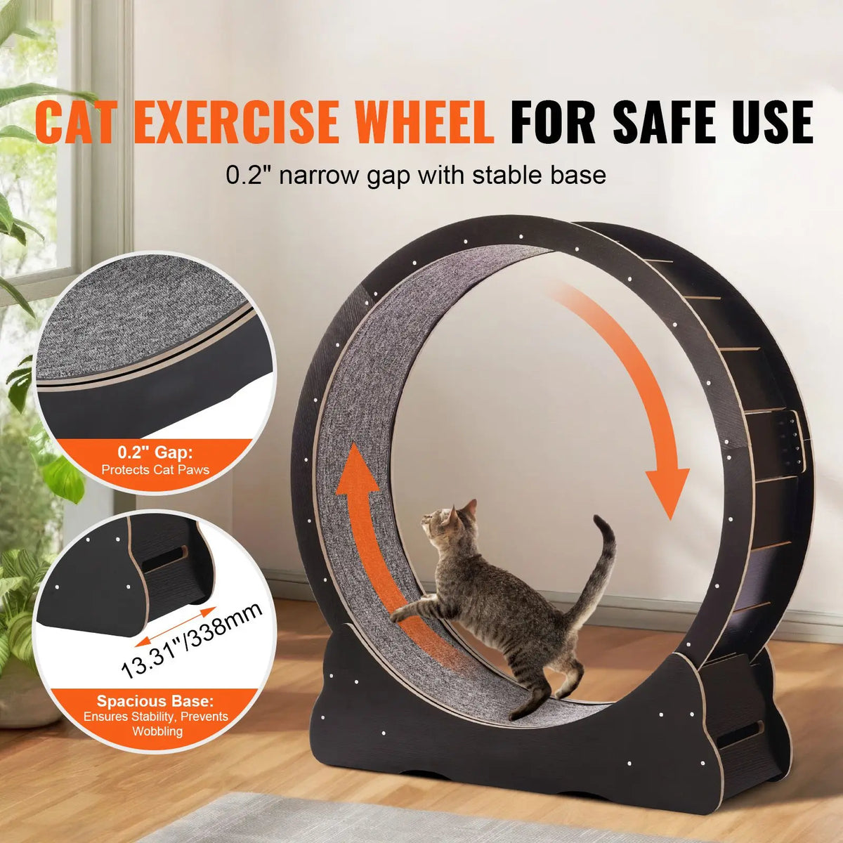 Indoor Cat Exercise Wheel With Detachable Carpet And Teaser for Training