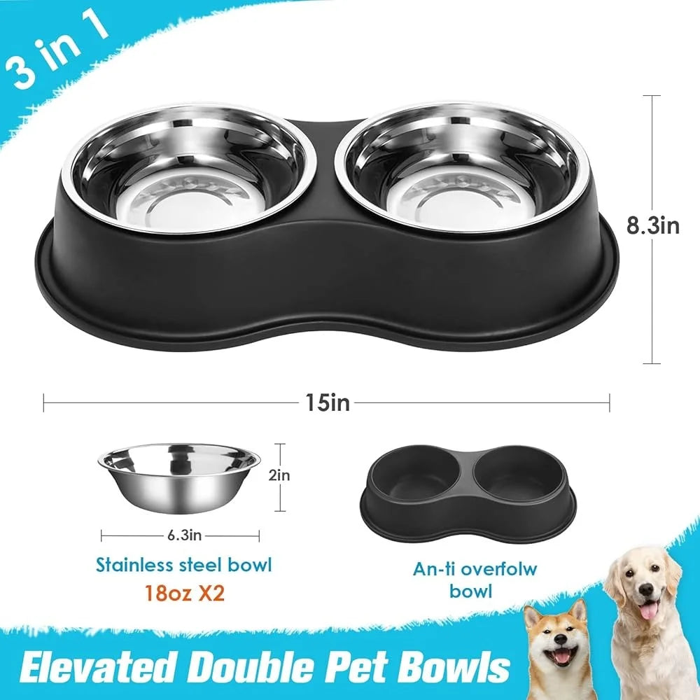Hign-concerned Double Dog Bowls Stainless Steel Anti Skid