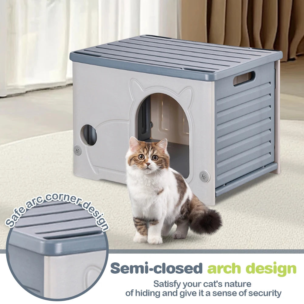 AlloetCN Outdoor Cat House Cozy Waterproof Shelter Small Pets
