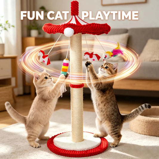 CWV Rotating Cat Scratching Post With Hanging Toys