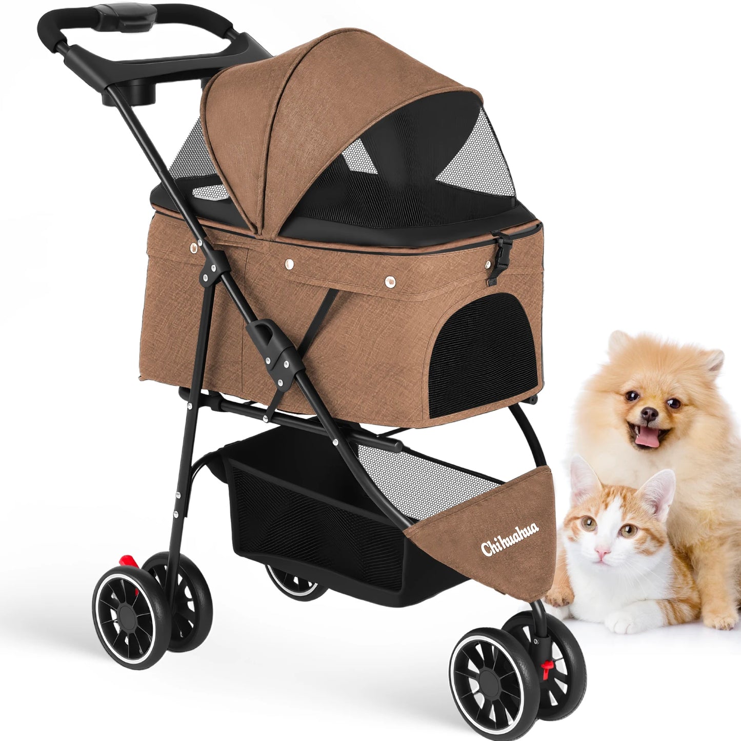 CHIHUAHUA Pet Stroller Three Wheel Foldable Travel Carrier Outdoor