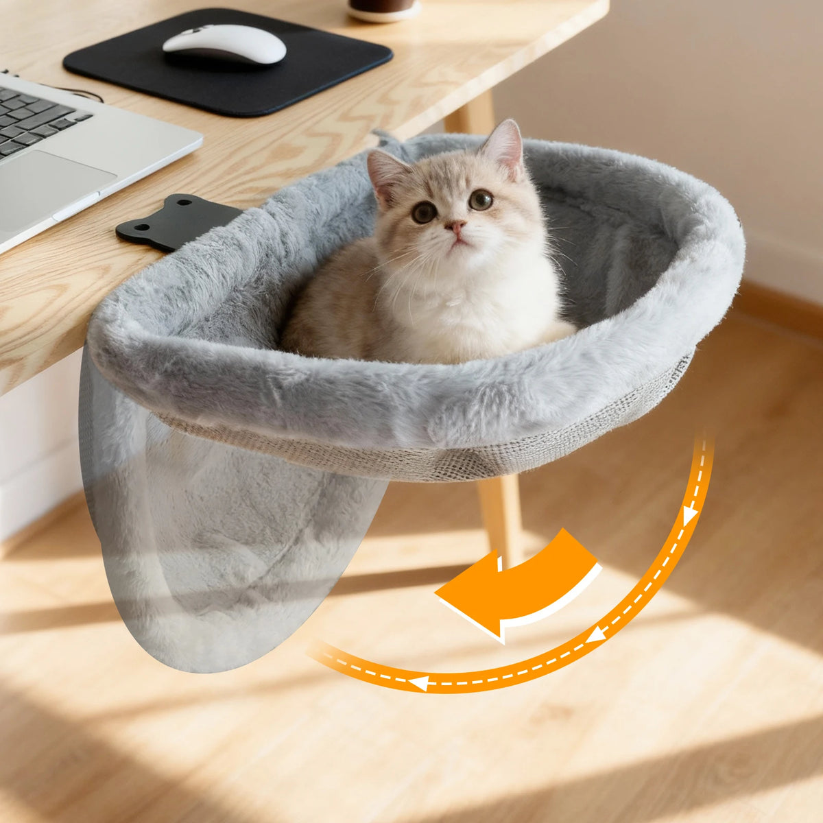 CWV Foldable Cat Desk Bed Hammock With Clamp Mount