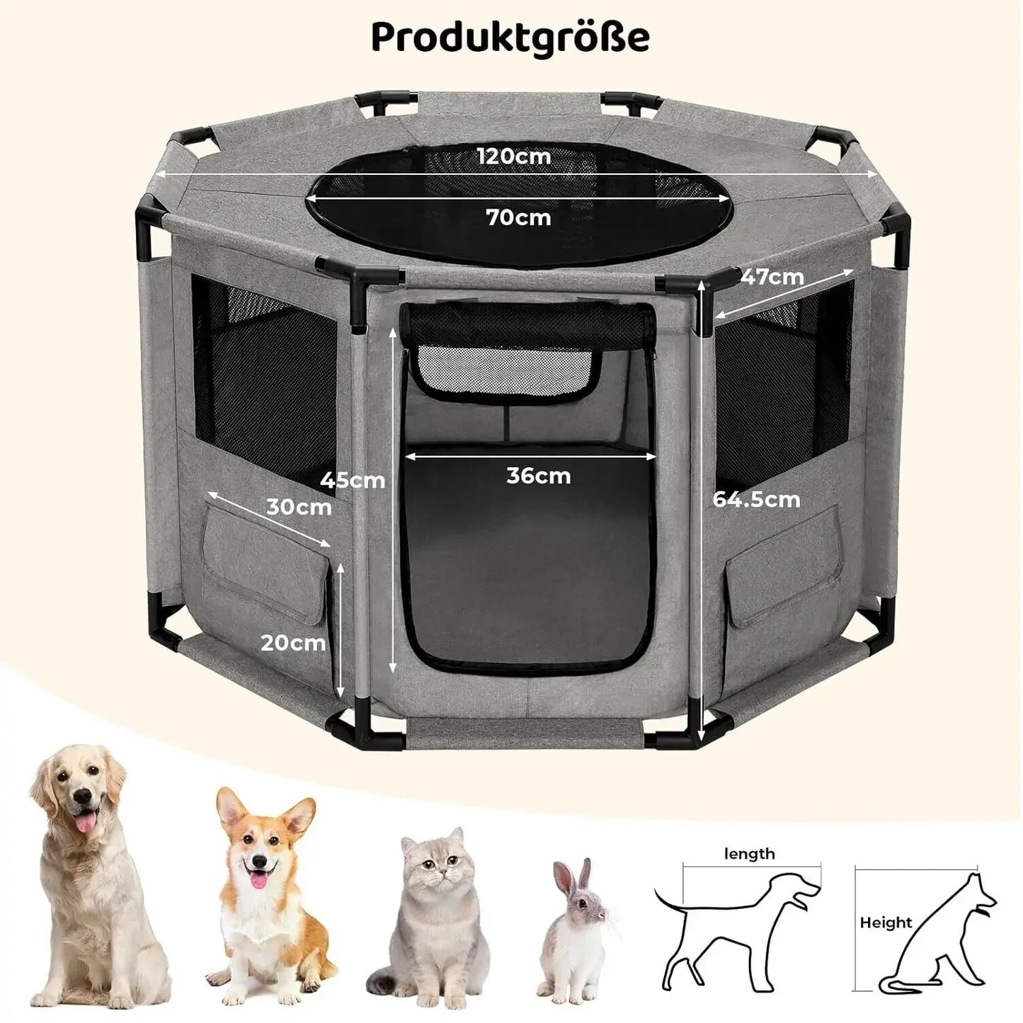 Portable Dog Playpen Exercise Cage Kennel Indoor Outdoor