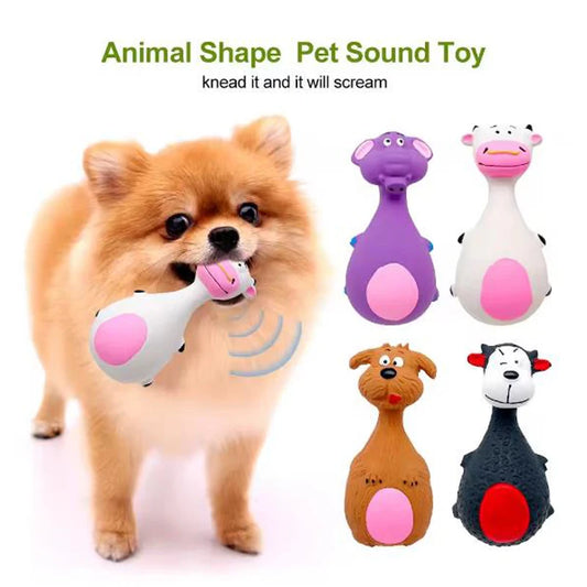 Bite Resistant Latex Dog Toy With Squeaker Cartoon Fat Bellied