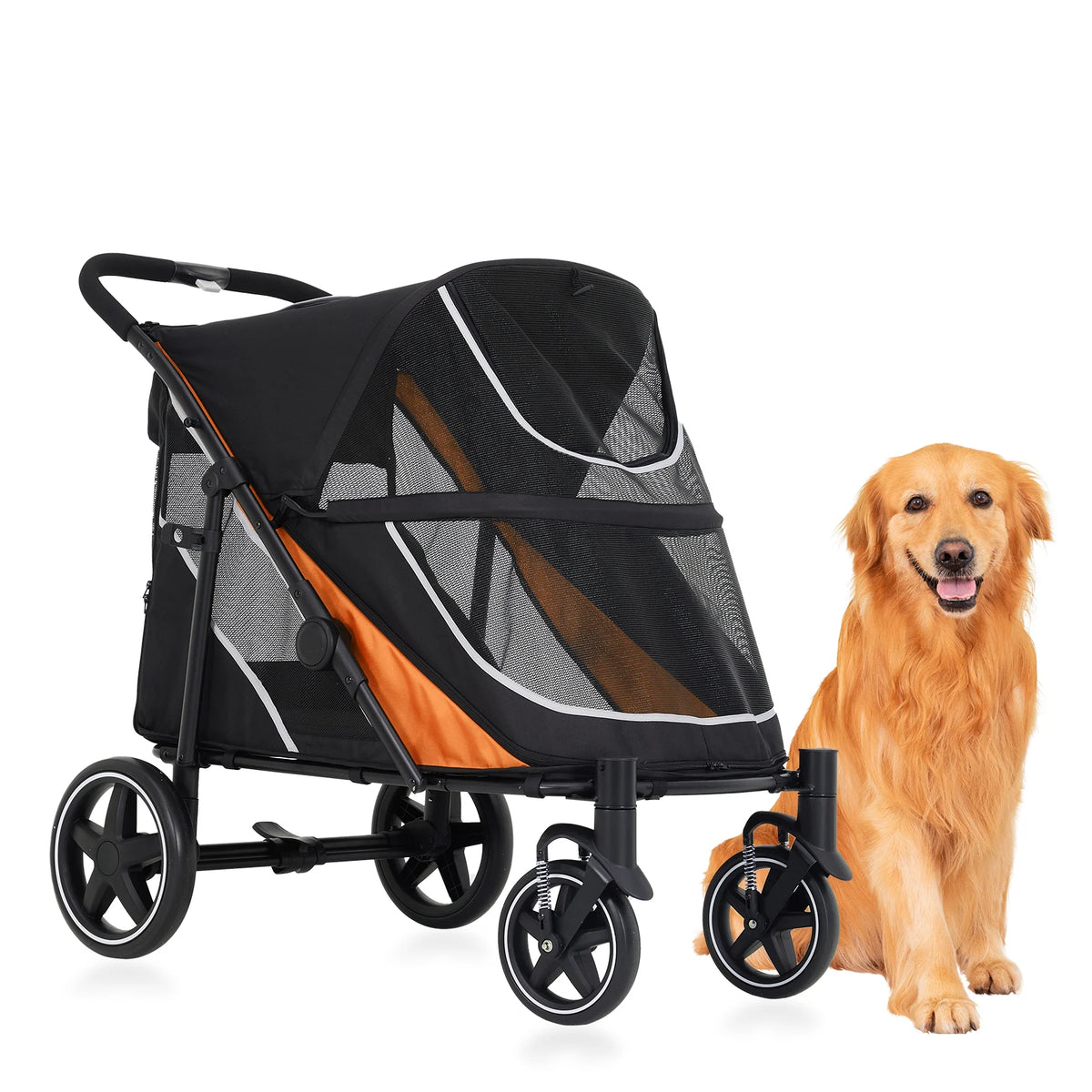 Foldable Pet Stroller for Large and Medium Dogs with Canopy