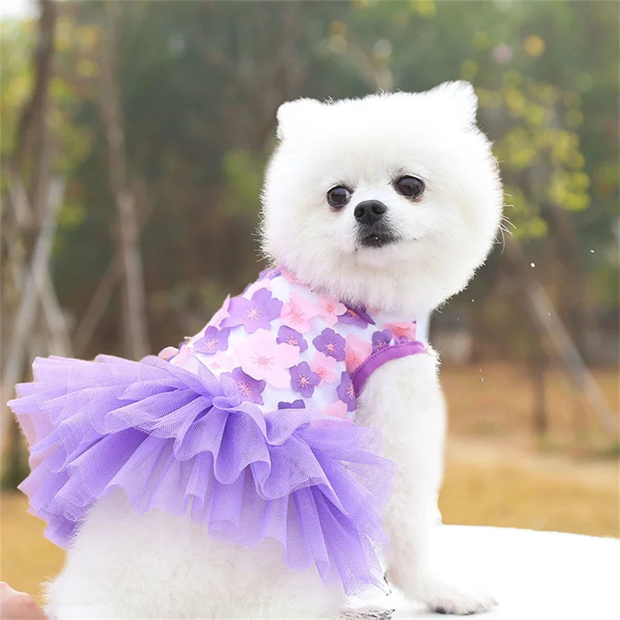 Guangdong Floral Dog Dress Small Breeds Pullover Polyester