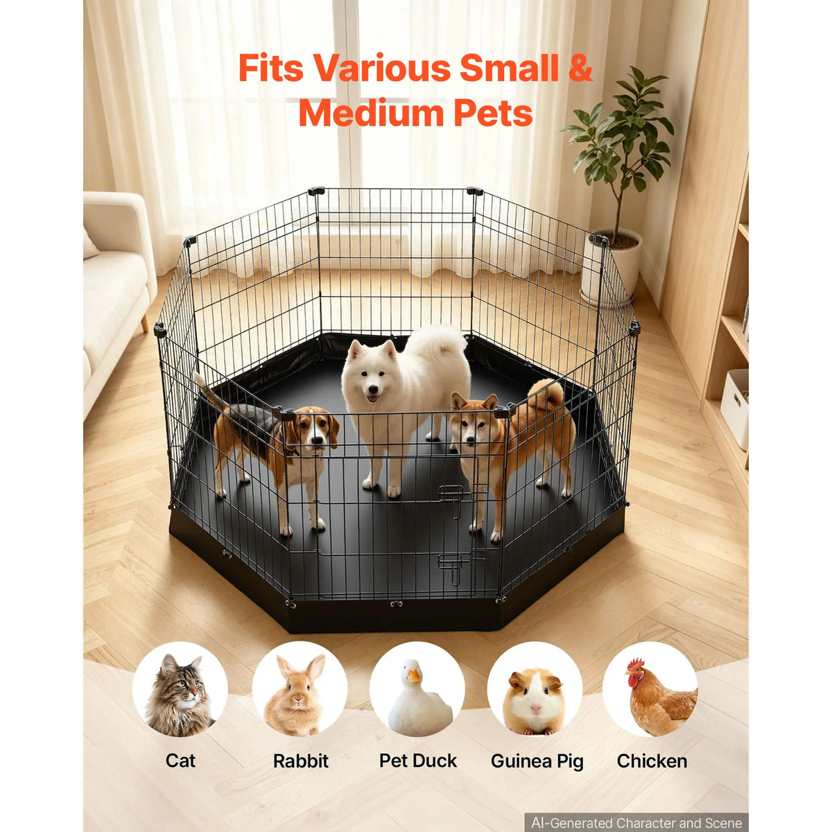 Heavy Duty Foldable Dog Playpen With Door And Floor Pad