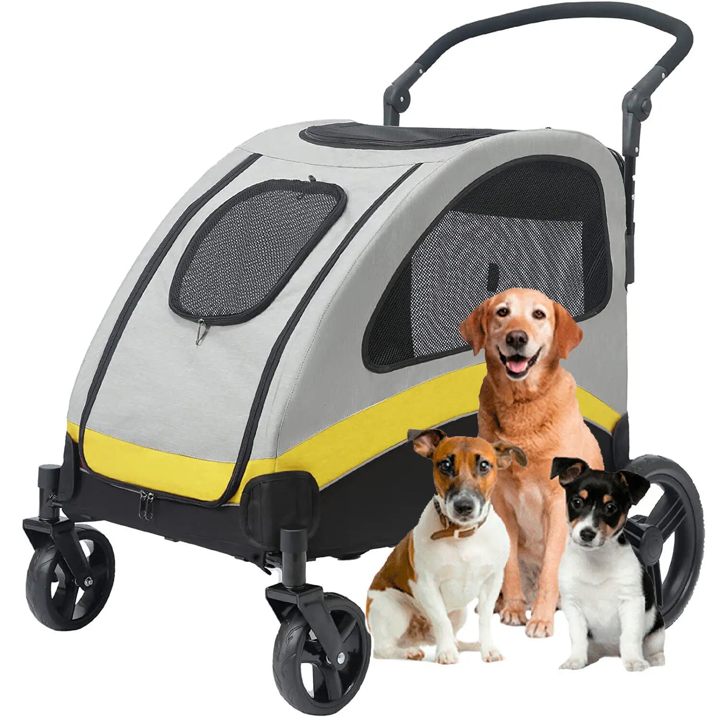 Breed Dog Stroller Four Wheel Foldable Jogger Wagon Carrier