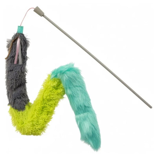 Breakaway Plush Cat Wand Toy With Ribbons And Jute