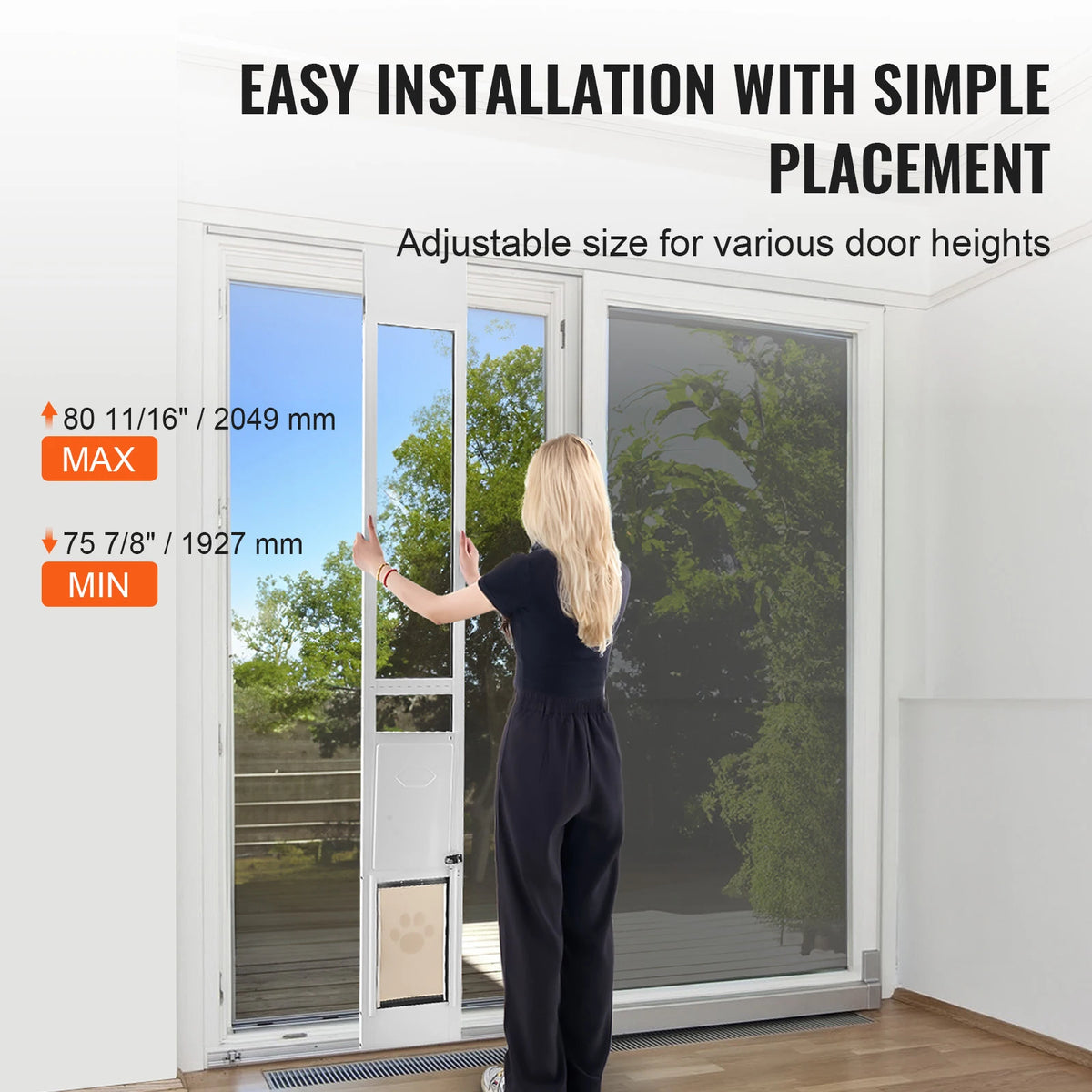 SucceBuy Adjustable Sliding Glass Door Dog Door With Aluminum Frame
