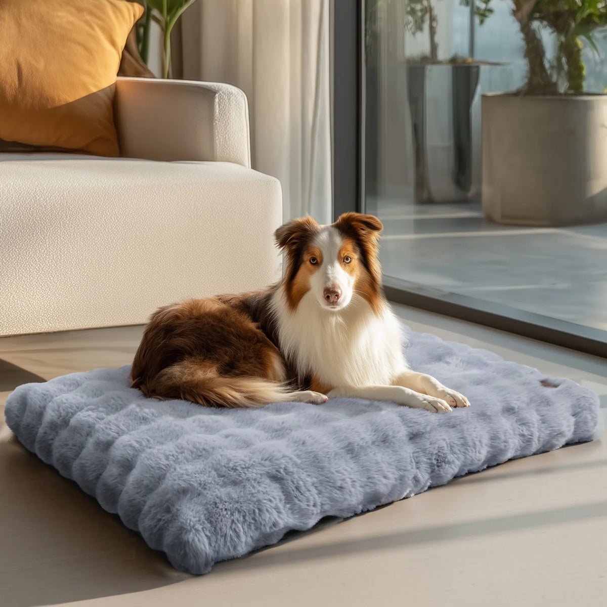 BINGOPAW Plush Calming Dog Bed With Removable Cover Foam Base