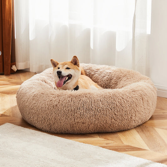 JHK Washable Calming Plush Faux Fur Dog Bed with Grip
