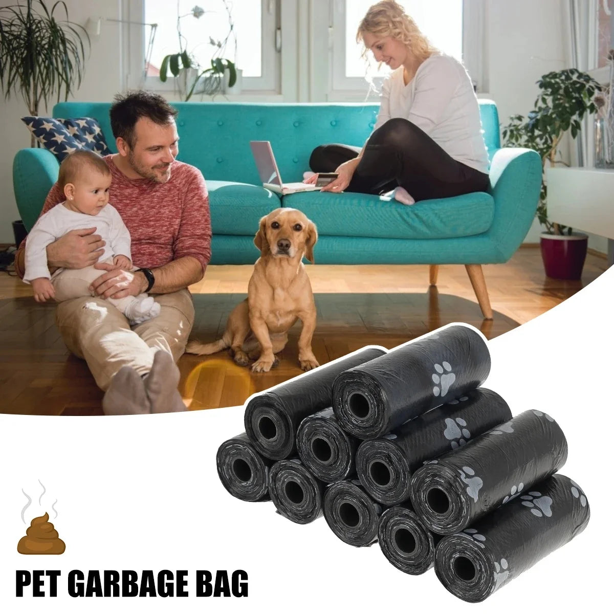 NONED Biodegradable Dog Poop Bags Dispenser Rolls For Pets