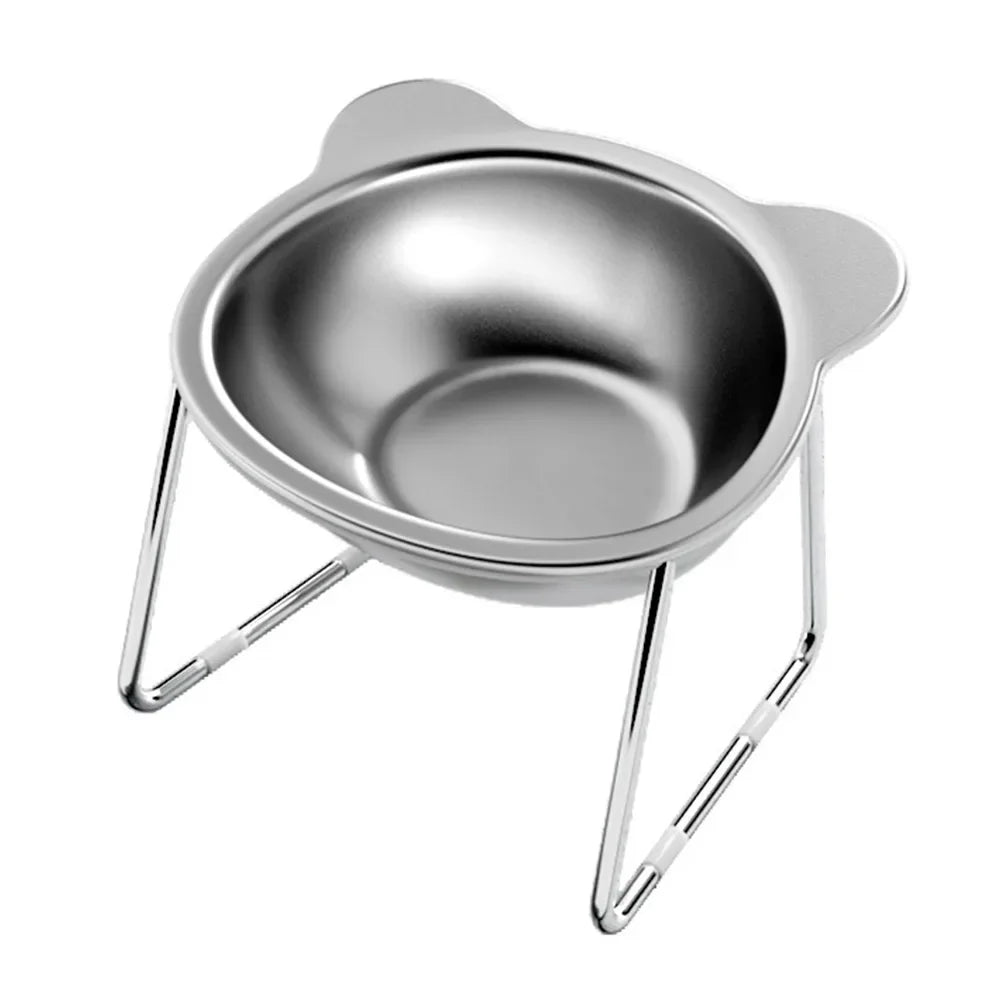 304 Stainless Steel Raised Cat Bowl With Tilted Neck Design