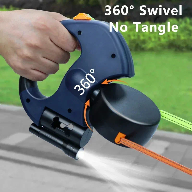 Double Headed Dog Leash With LED Light And 360 Degree Swivel