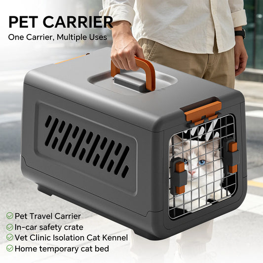Ventilated Pet Travel Carrier Box with Removable Easy Clean Design