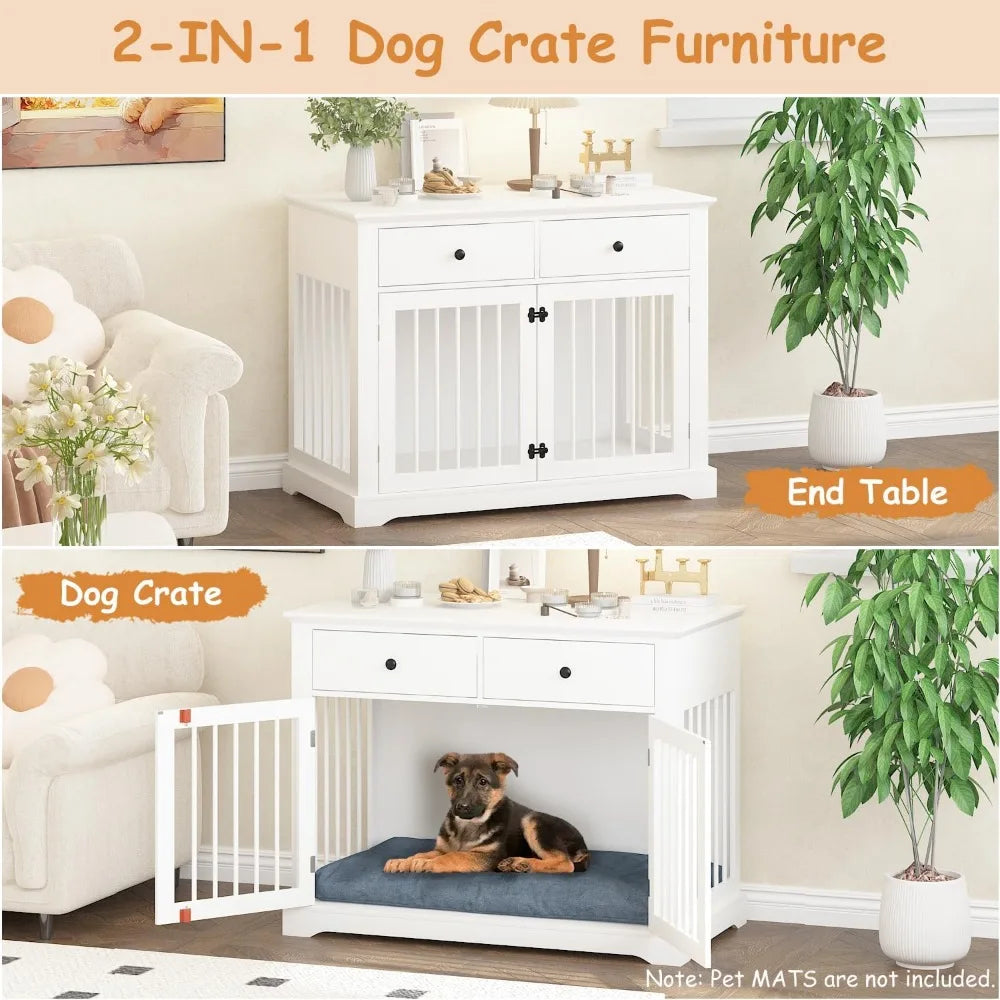 Hign-concerned Wooden Dog Crate Kennel With Drawers