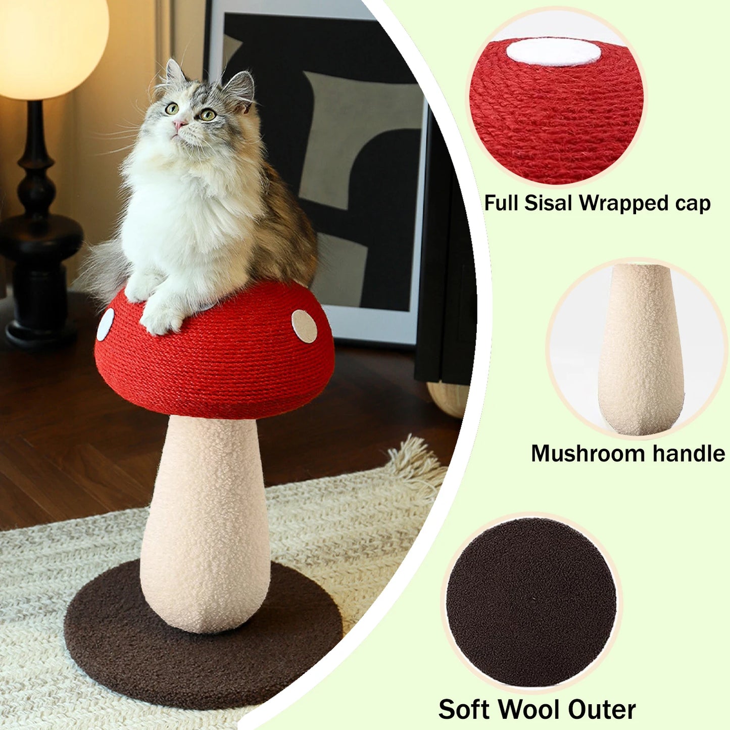 Oor Cats Mushroom Cat Tree Scratching Post Sisal Wrapped