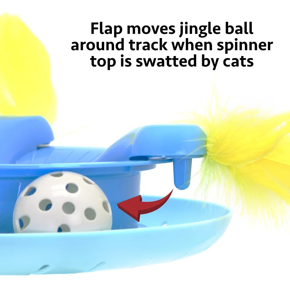 XMSJCN Interactive Cat Toy Ball Track Spinner Feathers